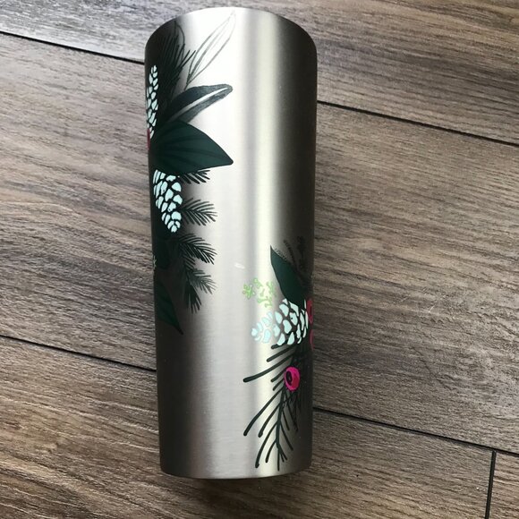 Starbucks‎ 2021 HOLIDAY Pinecone Berry Metallic Stainless Steel Tumbler 24 Oz. - Picture 4 of 9